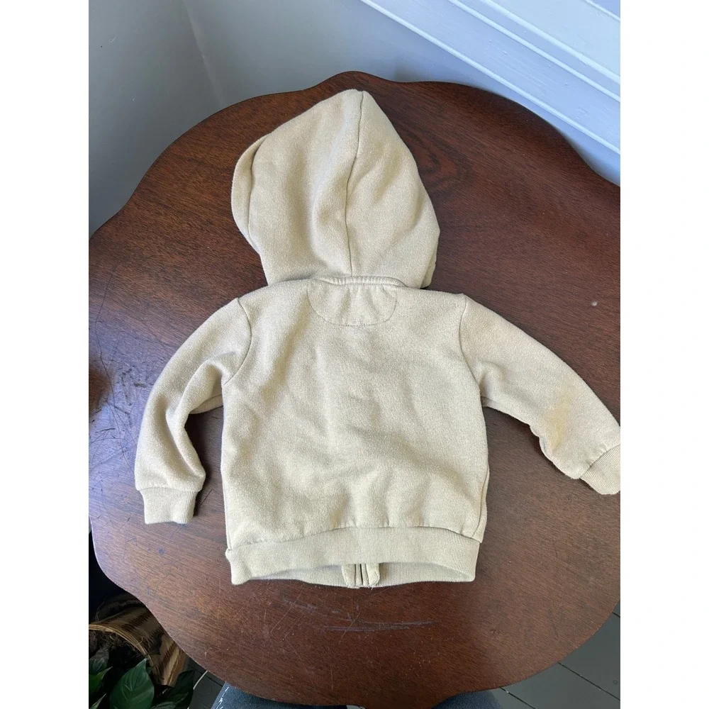 Ralph Lauren Toddler Boys Tan Beige Zip Up Hoodie Sweatshirt 18M Pony Logo